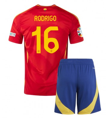 España Rodri Hernandez #16 Primera Equipación Niños Eurocopa 2024 Manga Corta (+ Pantalones cortos)